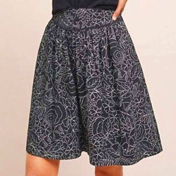Anthropologie 38 of 52 Conversations Floral A-line Skirt Size 4 NWOT - Picture 3 of 15